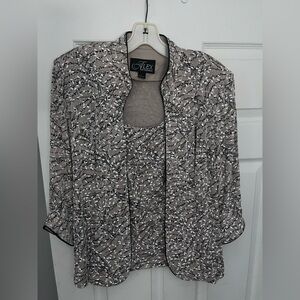 Alex evenings 2 pc Women's Black and White glitter sparkle jacket with tank top